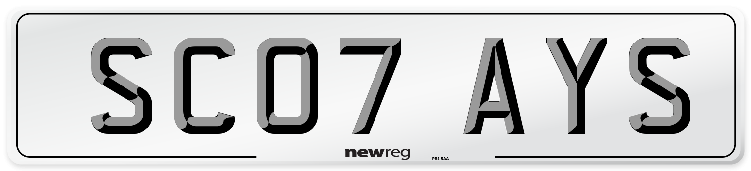 SC07 AYS Number Plate from New Reg